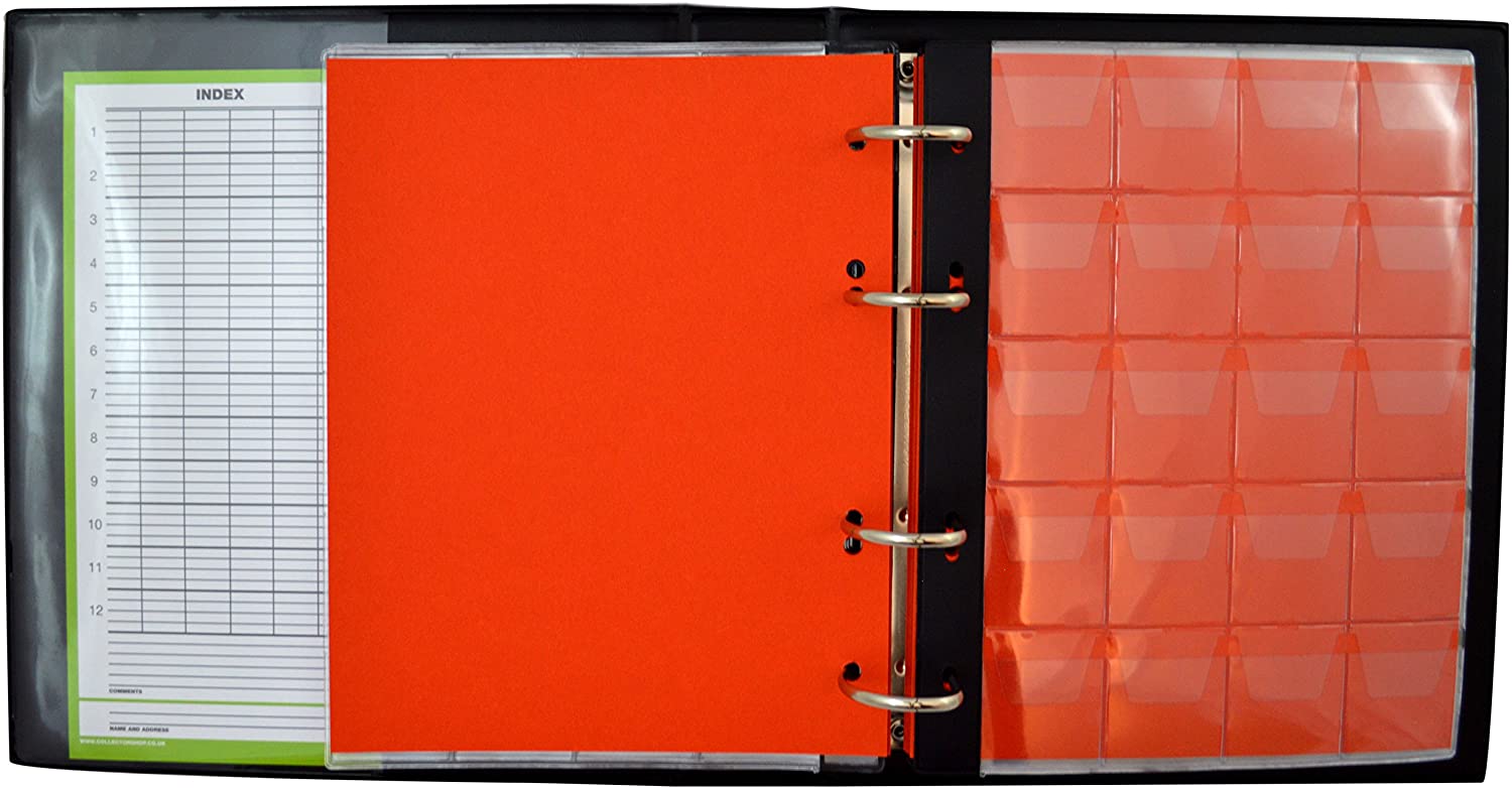 Collector Coin Album for 221 mix sizes coins from small till large coin - with pages and red dividers + index - BLACK - Image 4