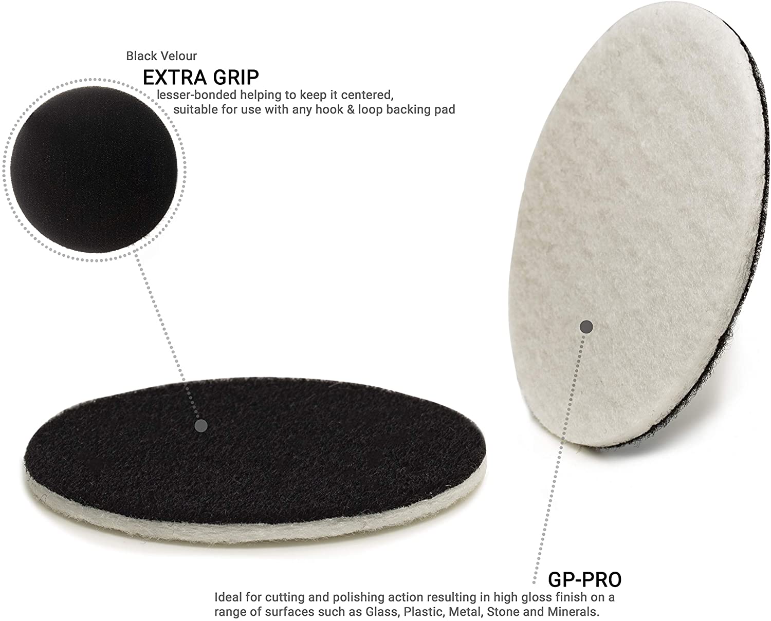 GLASS POLISH 50mm PRO Felt Polishing Pads for Cerium Oxide Glass Polishing Scratch Removal and Professional High Gloss Finish on Glass - Image 2