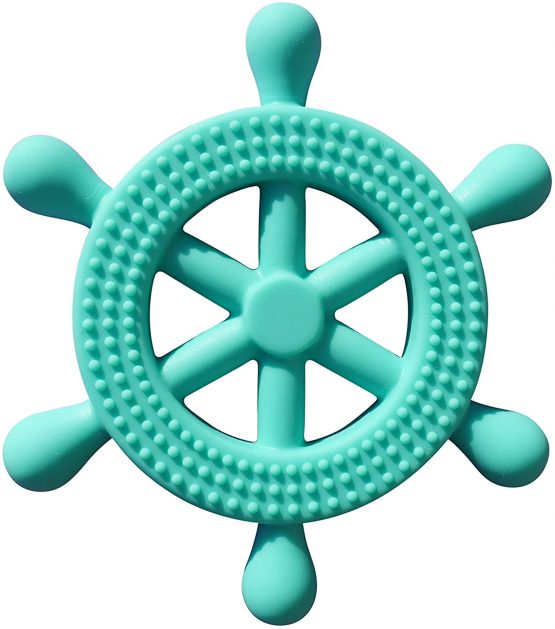 Sea Helm Wheel Silicone Teether Soother Teething Sensory Chewy Chewelry BPA Free with Chord and Breakaway Clasp, 5 Colours (Turquoise) - Image 2