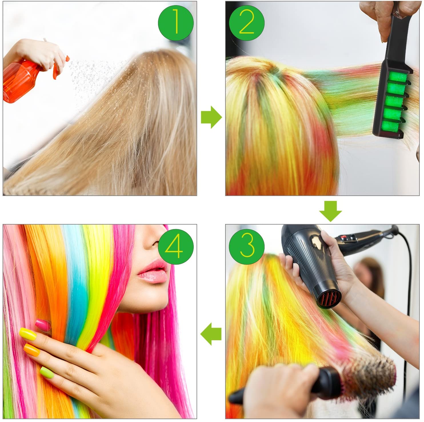 BATTOP 10PCS Hair Chalk Comb Temporary Bright Hair Color Cream for Girls Kids Women Gifts for Halloween Makeup Birthday Christmas Washable Colourful - Image 4