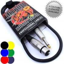 Female XLR to 1/4" Jack Mic Lead - 1m Black Microphone Cable No Bull Music Gear