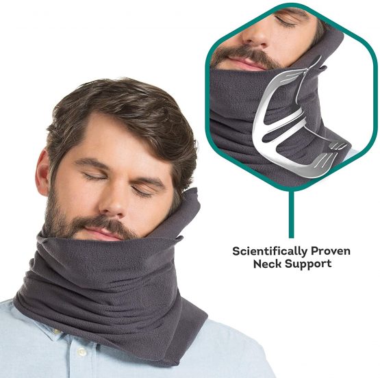 trtl Pillow - Scientifically Proven Super Soft Neck Support Travel Pillow - Machine Washable Grey - Image 4