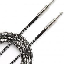 D'Addario Guitar Cable - Guitar Lead - Instrument Cable - Guitar Accessories - Custom Series Braided Cable - 15 Feet/4.57 Meters - Grey - 1 Pack