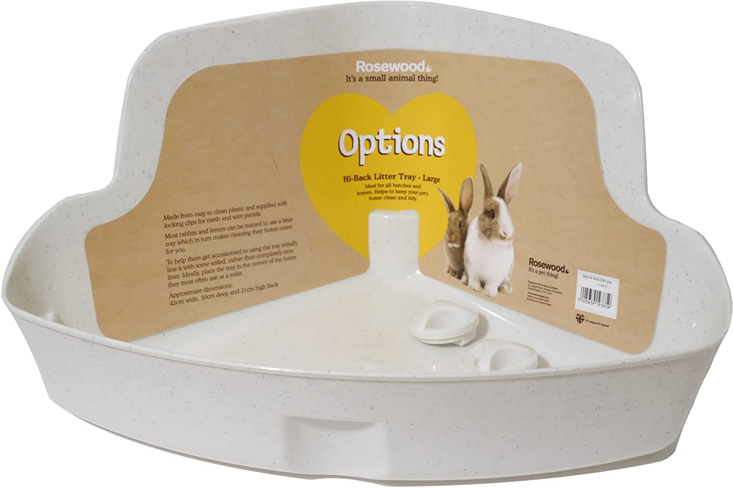 Rosewood Corner Rabbit Litter Tray, Large, White