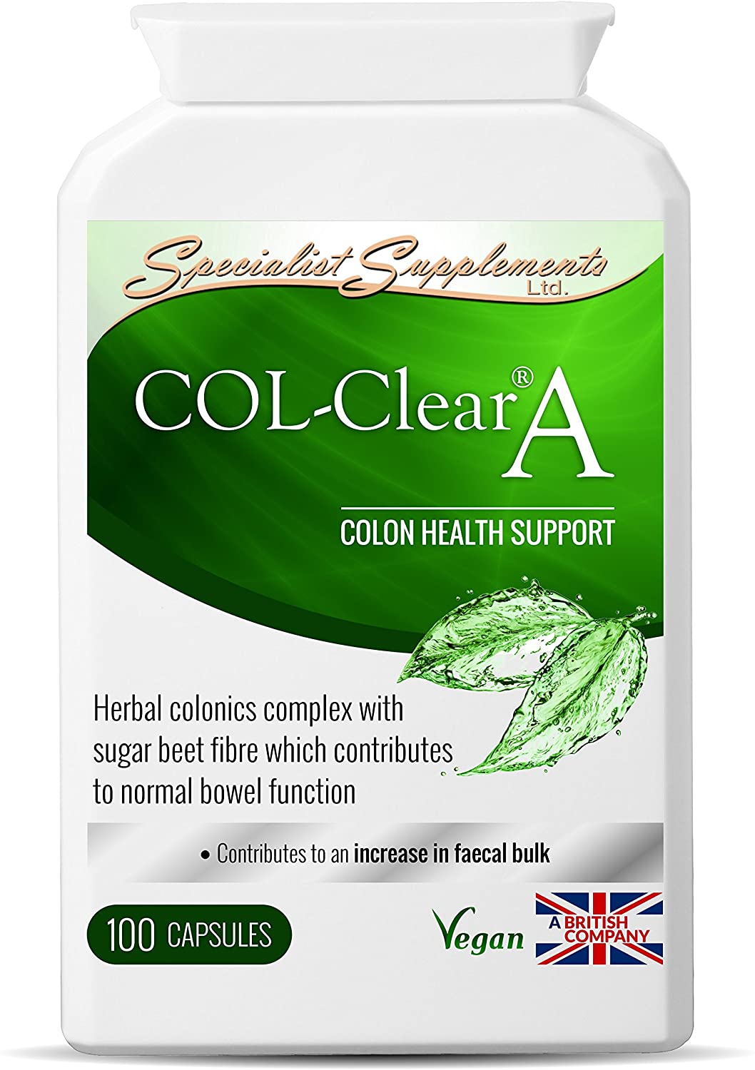 Specialist Supplements COL-Clear A Colon Health Support 100 Capsules Pack of 1, Herbal, 100 count (Pack of 1)