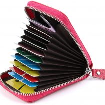 Credit Card Holders Women Ladies Leather Credit Card Wallets for Women Credit Card Holder Women RFID Protector (Rose Red)
