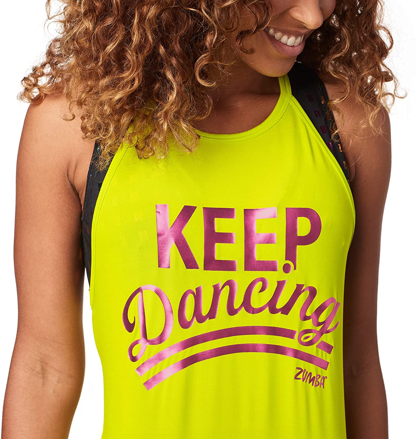 Zumba Loose Graphic Print Dance Fitness Tank Activewear Workout Tops for Women BigaMart