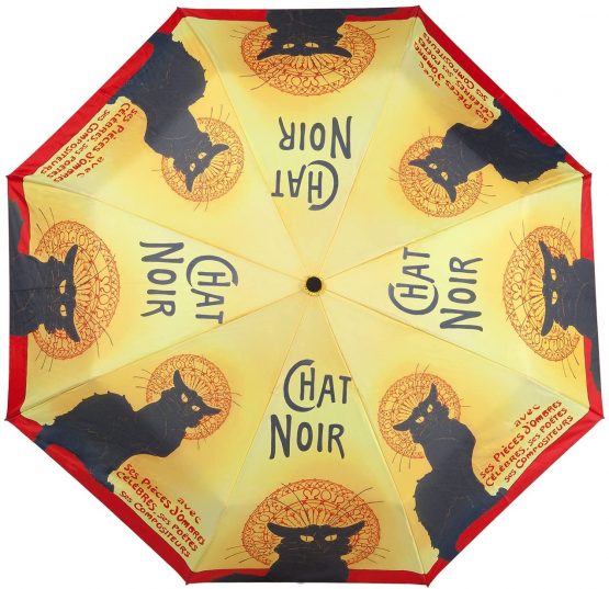 VON LILIENFELD® Folding Pocket Umbrella Automatic Telescopic Lightweight auto Open Motif Women Cat Chat Noir - Image 2