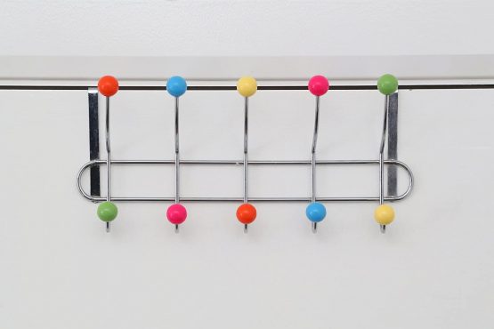 Premier Housewares Over Door Hooks Multi Color Plastic Over The Door Hanger / Hangers For Bedroom 10 Chrome Finish Hook Back Of The Door Coat Hanger 40 x 12.5 x 17.5 - Image 2