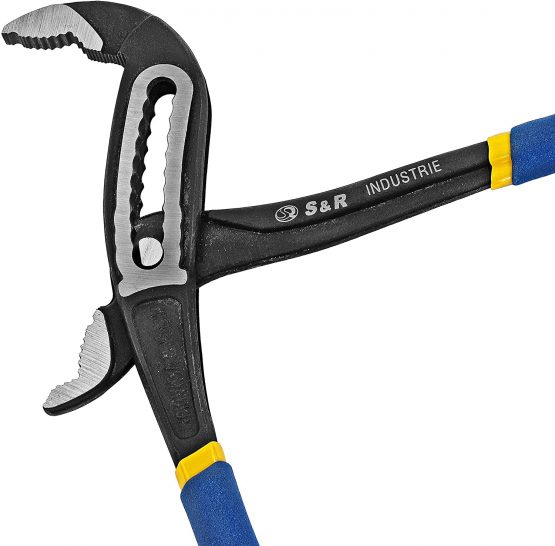 S&R Water Pump Pliers, Pipe Wrench 250 x 36 mm, CR-V Steel Phosphatised, Opening Width 55 mm, Double Coated Secure Handles - Image 4