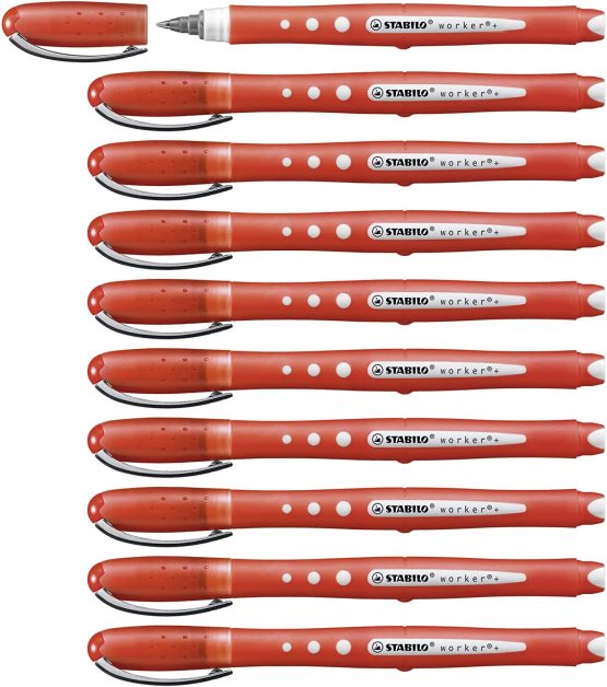 Rollerball - STABILO worker+ colorful Box of 10 Red