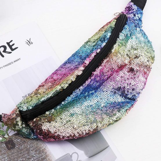 TENDYCOCO Fanny Packs Mermaid Colorful Sequins Waist Bag Multi-Functional Sling Bag for Women - Image 2