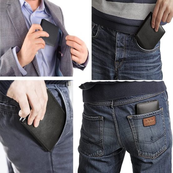 Hoobest RFID Blocking Genuine Leather Wallet , Men Slim Wallets with Latest RFID Block Technology,Stop Electronic Pick Pocketing-RFID Blocking Wallet - Image 3