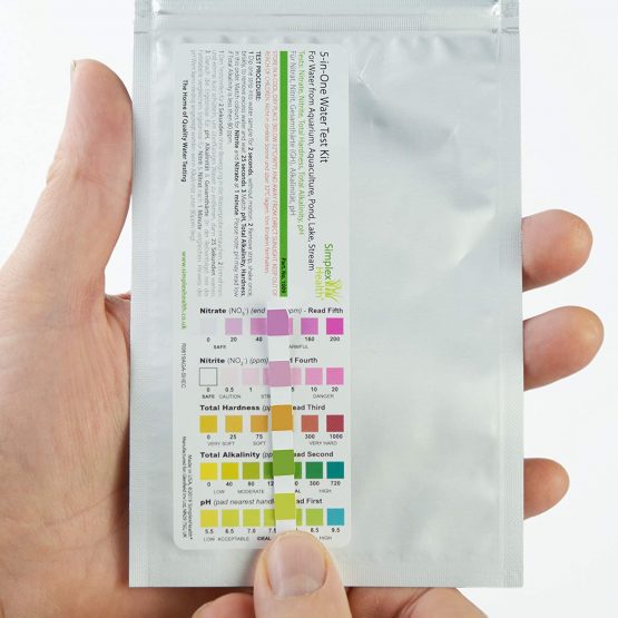 SimplexHealth Home Water Test Kit 5-in-One (5 Strips) - Drinking Water, ponds, aquariums for Nitrates & Nitrites, Total Hardness, Total Alkalinity and pH - Image 2