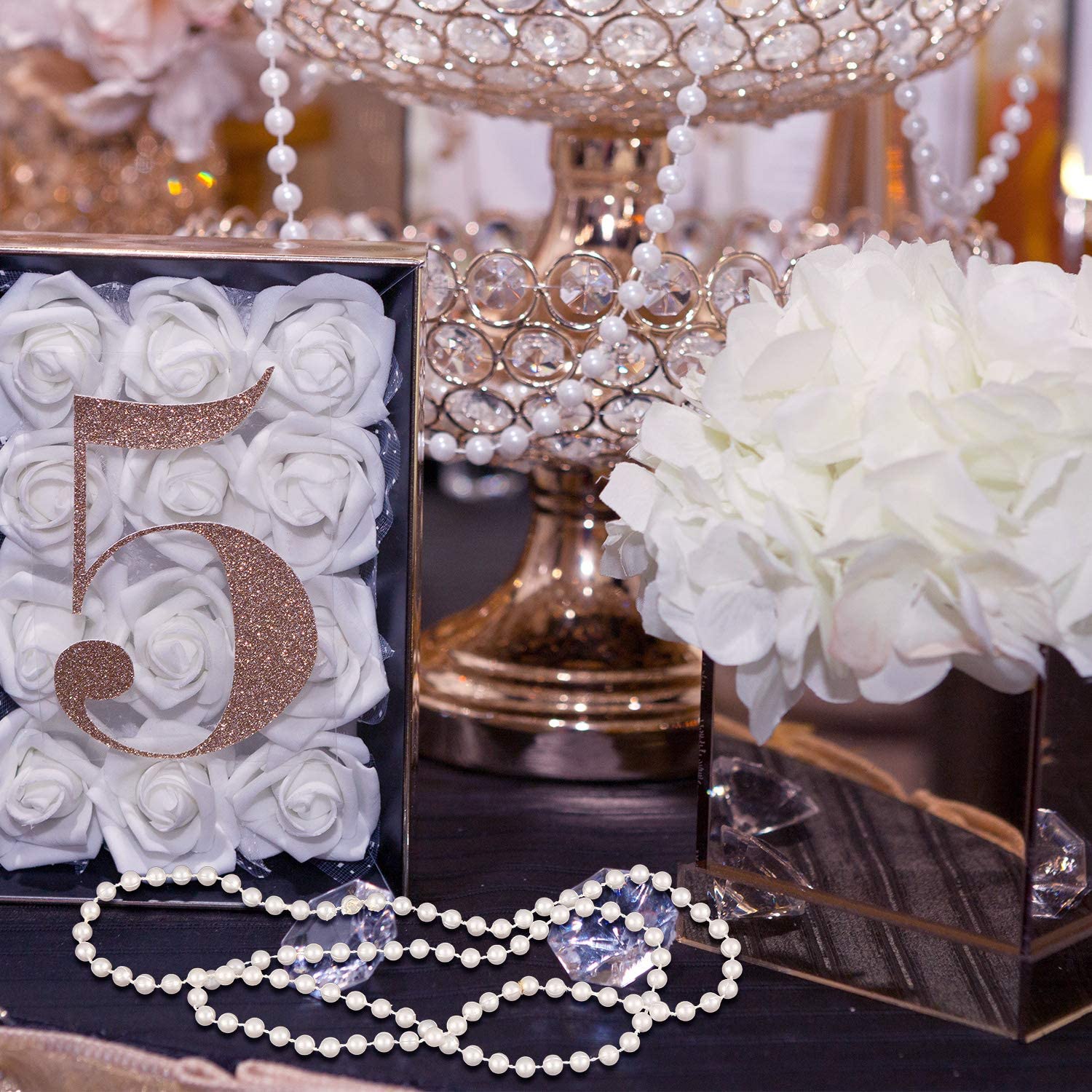 Hicarer 24 Pieces Faux Pearl Necklaces Strand Necklace White Bead Necklace for Flapper Party Wedding Bridal Party Tea Party Birthday Party Decorations - Image 4