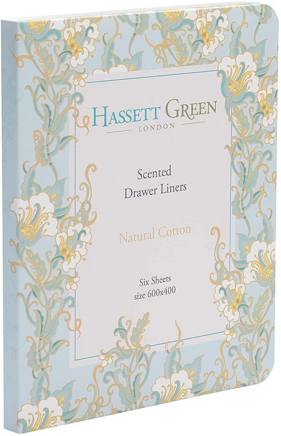 Hassett Green London Scented Drawer Liners - Natural Cotton Fragrance Single Pack of 6 Sheets size 600 x 400 (Single)