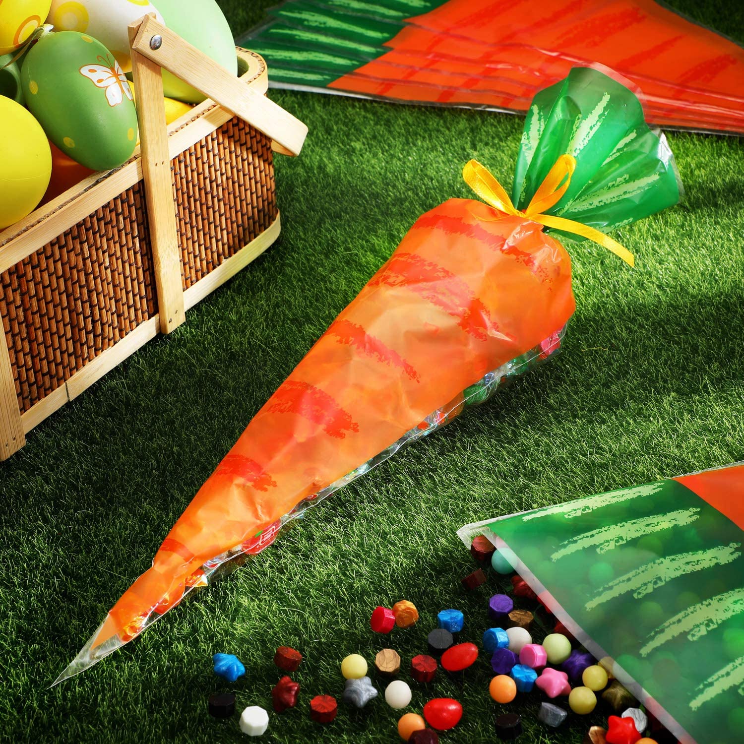 Pieces Cellophane Treat Bags Easter Treat Bags Carrot Cone Goody Bags Carrot Candy Bag With