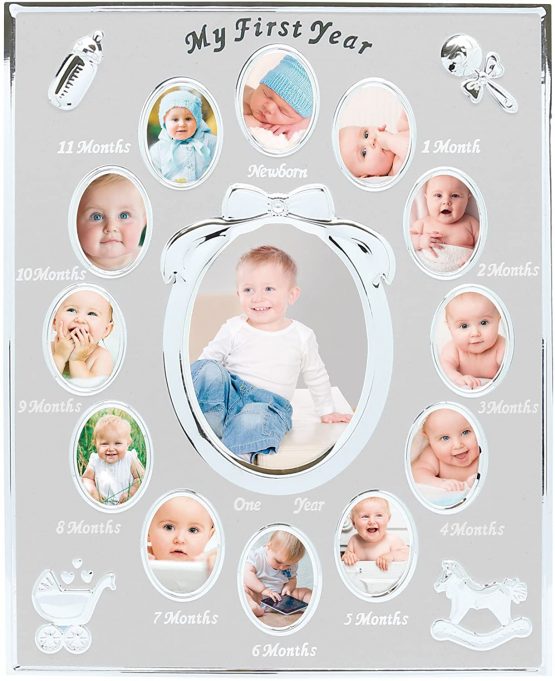 Tiny Ideas Baby's First Year Photo Frame, New Mum Gifts, Mothering Sunday, Silver