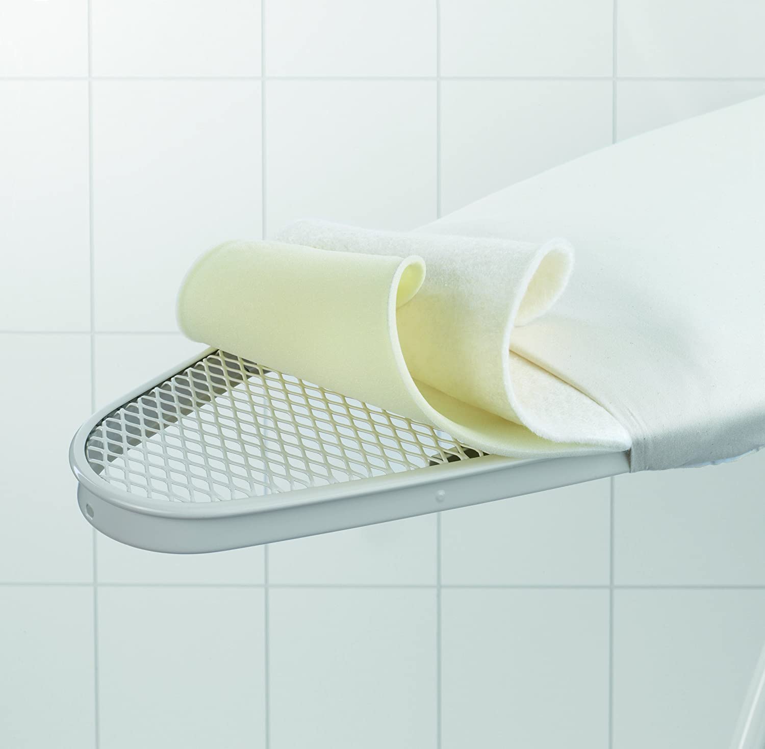 thumbnail interactive-video image 1 of Brabantia Ironing Board Cover Size A – 110x30cm Grey Metallic Finish, Made In UK 1 of 2