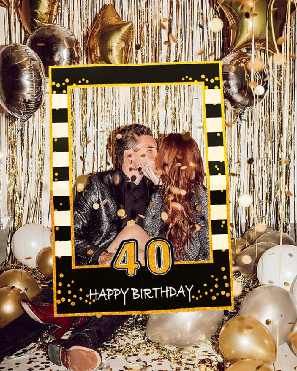 JeVenis 40 photo booth frame 40 Birthday Photo Frame 40 Birthday Photo Booth Props 40th birthday Favors for women 40 Party Photo Booth Props 40 Party Decorations - Image 3