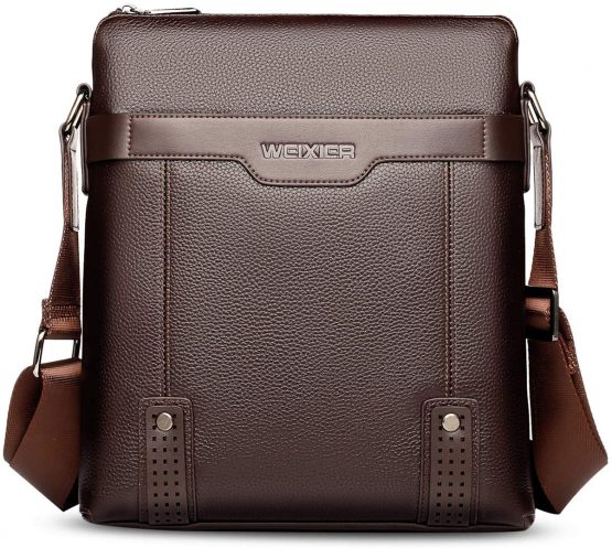FANDARE Men's Shoulder Bag Messenger Crossbody Satchel Office Work Bag Fits iPad 9.7 inch Tablets Waterproof Travel Bookbag Brown