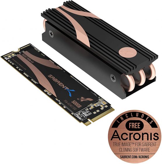 Sabrent 500GB Rocket Nvme PCIe 4.0 M.2 2280 Internal SSD Maximum Performance Solid State Drive With Heatsink (SB-ROCKET-NVMe4-HTSK-500)