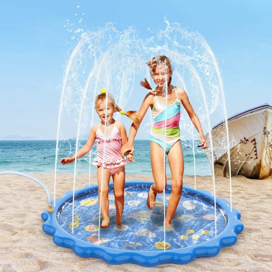 Toddler Toys - Splash Pad, Sprinkler & Splash Play Mat for Toddlers, Inflatable Outdoor Party Sprinkler Pad Wading Pool with 5 Patches for Kids Age 2+, Water Toys for Summer Outdoor Garden Beach-68" - Image 3