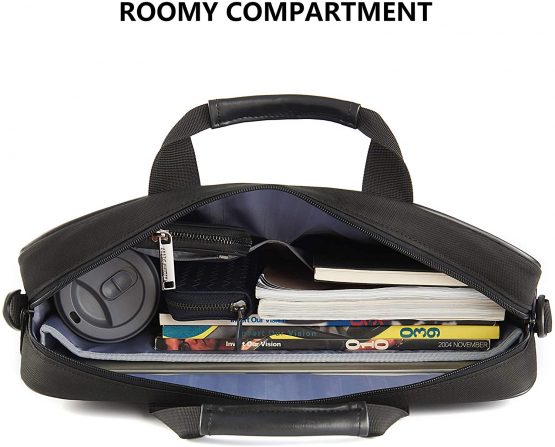 KROSER Laptop Bag 15.6 Inch Briefcase Laptop Shoulder Messenger Bag Water-Repellent Lightweight Urban Office Bag Business Carrying Handbag School Computer Bag for Men/Women-Black - Image 2