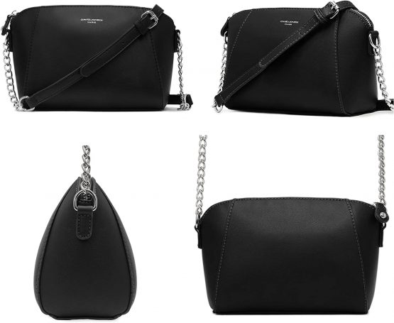 David Jones - Women's Small Crossbody Bag - Chain Shoulder Strap Rigid Faux Leather Messenger Bag - Elegant Saddle Bag - Fashion Clutch Handbag Evening Party - Zipper Purse Work Travel - Image 4