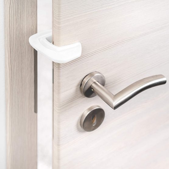 Coona 2in1 Baby Safety Door Stopper - Non-Slip Rubber Door Finger Guard and Door Wedge in One - White