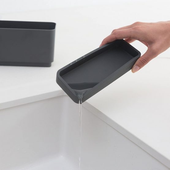 Brabantia 117503 Sink Organiser with Removable Tray, Dark Grey, 8.5 x 19 x 11.5 cm - Image 2