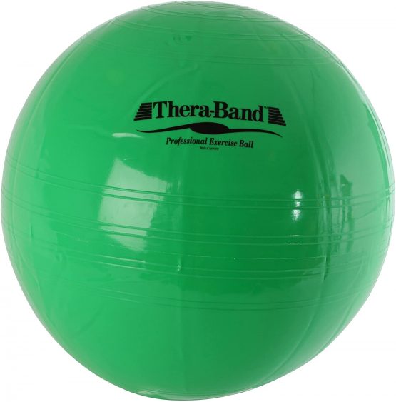TheraBand Gym Exercise 65cm Ball for Sport Training , Yoga and Fitness, Home Gym Equipment with Inflation Adaptor - Colour Green