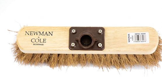 Newman and Cole 12" Wooden Broom Head with Soft Natural Coco Bristle Replacement Wooden Broom Head Indoor or Outdoor Soft Bristle Broom Floor Sweeping Brush with Plastic Fixing Bracket Connector - Image 3