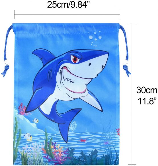 FEPITO 12 Pack Shark Party Favors Bags Shark Drawstring Bags Bulk Goodie Bags - Image 2