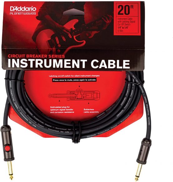 D'Addario Guitar Cable - Guitar Lead - Circuit Breaker Cable - Latching Cut-Off Switch to Mute When Changing Instrument - 20 Feet/7.62 Meters - Straight Ends - 1 Pack - Image 2