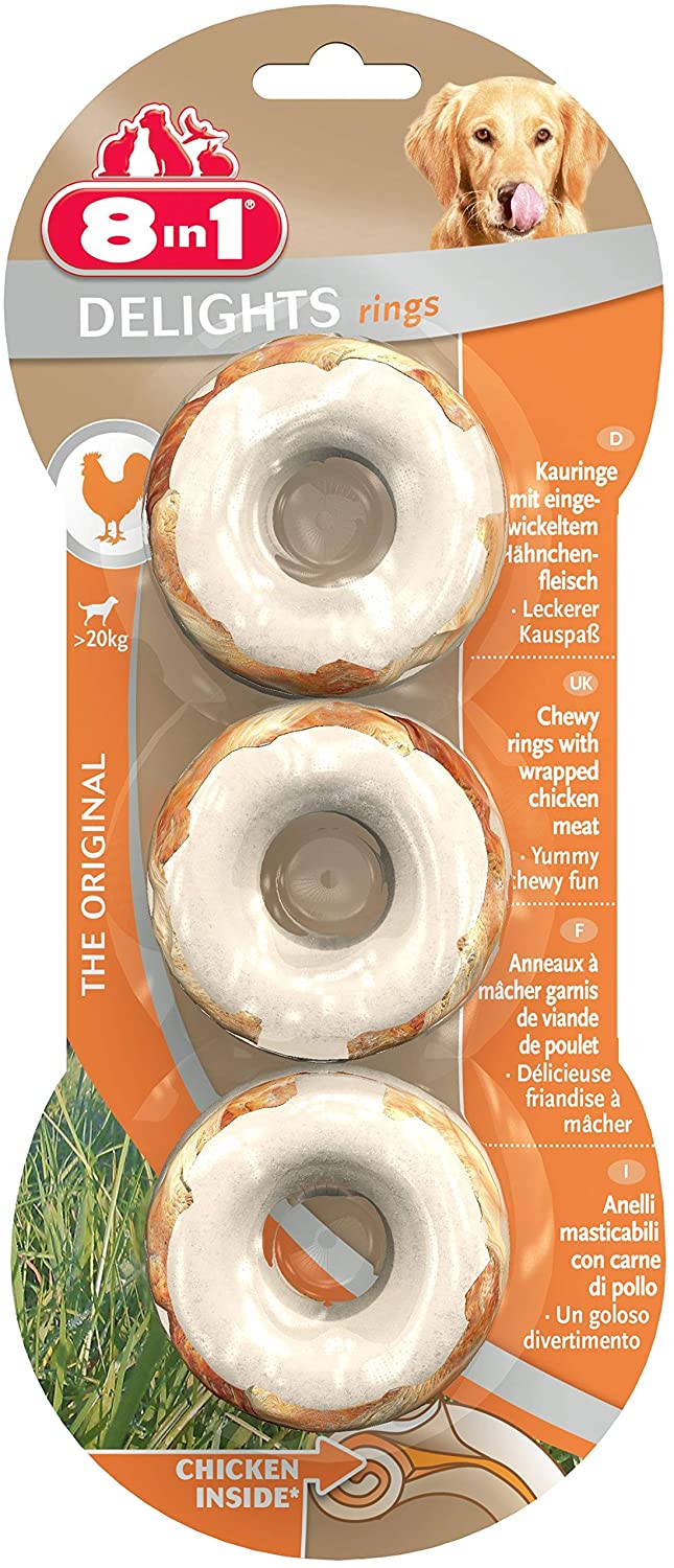8in1 Delights Rings, Pack of 3, multi-coloured, 119 g (Pack of 1)