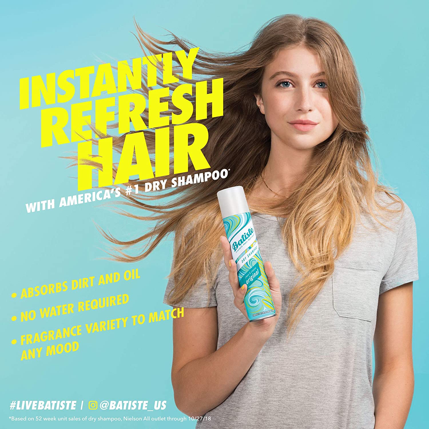 Batiste Dry Shampoo De-Frizzing, Hair Benefits Smooths Frizzy Flyaway Hair, No Rinse Spray to Refresh Hair in Between Washes – 200ml - Image 4