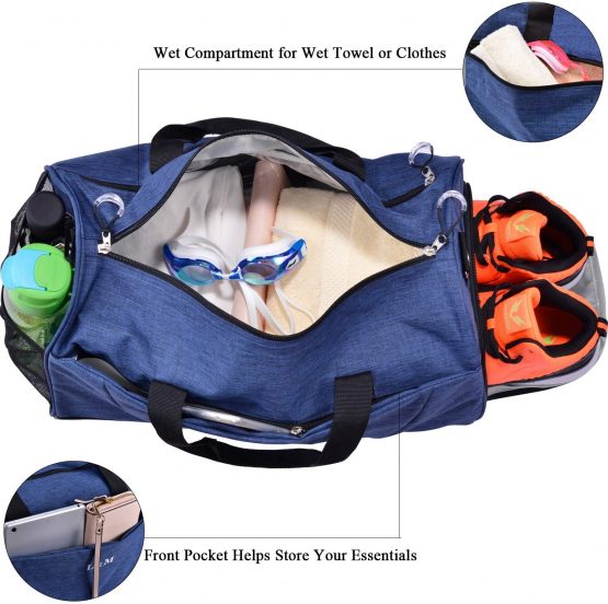 Gym Bag with Shoes Compartment and Wet Pocket,Sports Duffel Bag for Yoga/Swim,Travel Duffle Bag for Men and Women - Image 3