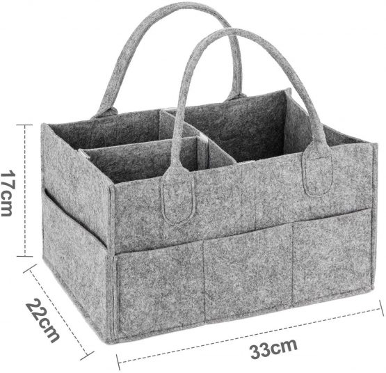 Baby Diaper Caddy, MaidMAX Portable Changing Table Organiser Nursery Storage Bin Basket with Changeable Compartments, Baby Wipes Bag, Grey - Image 4