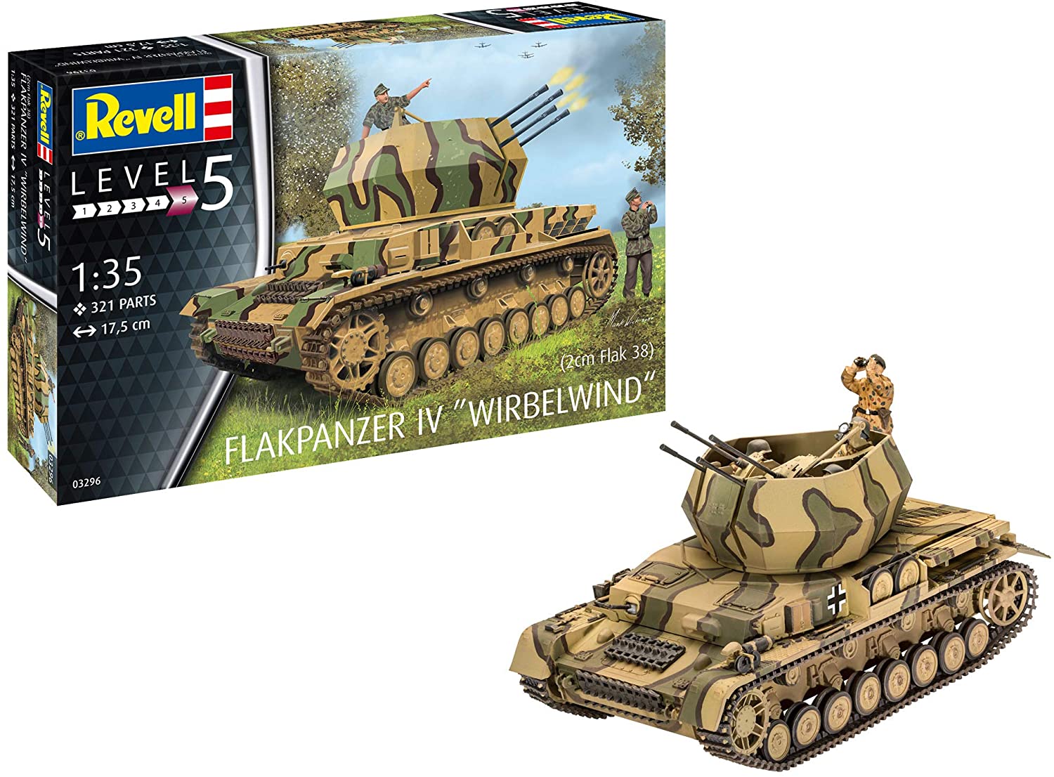 Revell RV03296 Flakpanzer IV Wirbelwind 1:35 Model kit, Multicoloured