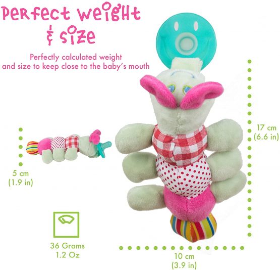 Caterpillar Animal Dummy Pacifier Toy, Stuffed Animal Soft Plush Toy, Dummy Teether, Perfect Infant Teething Toy Silicone Baby Dummy, with 100% Safe FBA Attached Dummy (Caterpillar) - Image 2