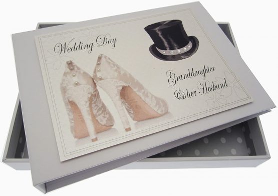White Cotton Cards Granddaughter and Husband Wedding Day Tiny Album (Top Hat/Shoes)