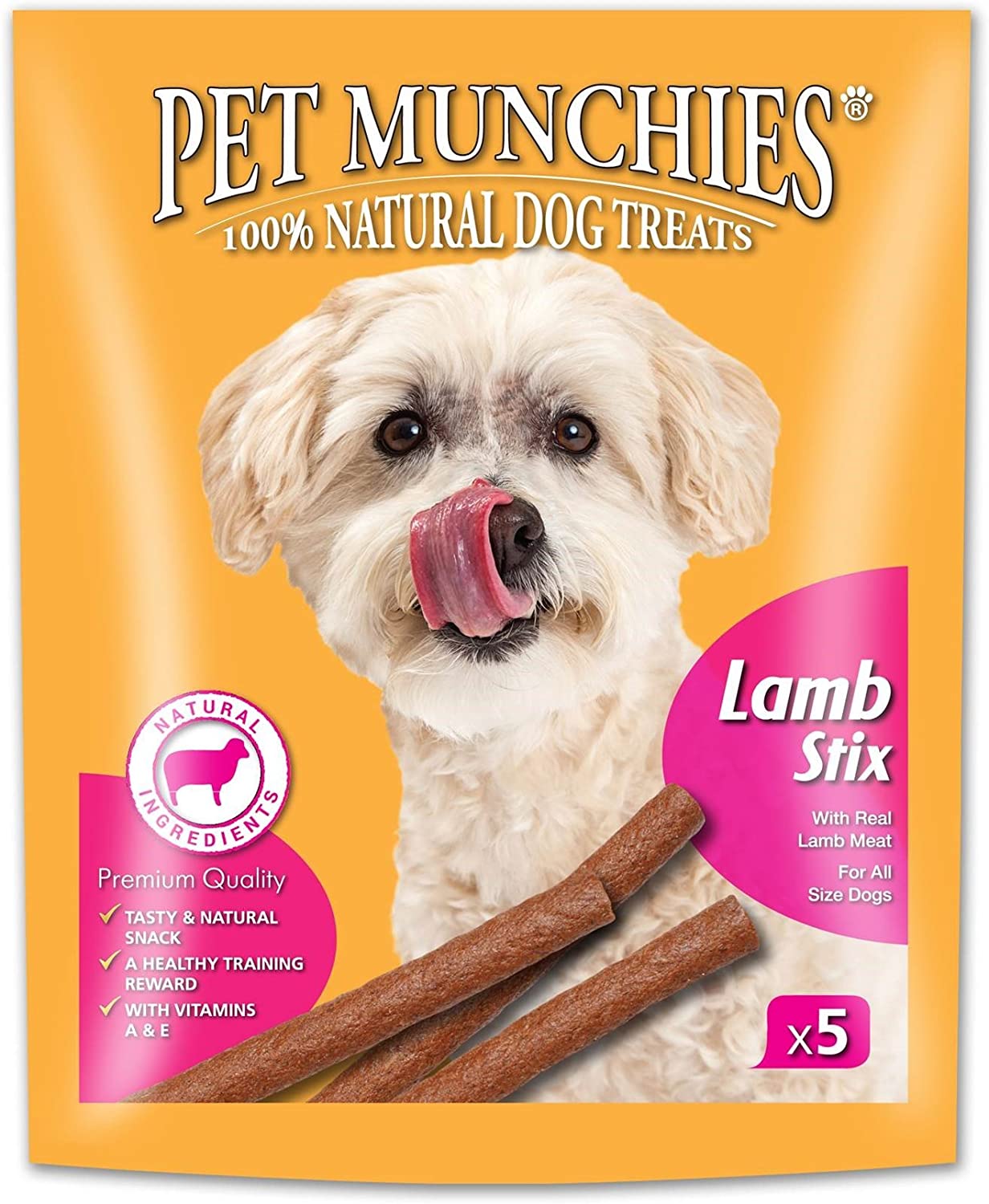 Pet Munchies Lamb Stix Dog Treats, Healthy Training Treats with Natural Ingredients 50g (5 Chews)