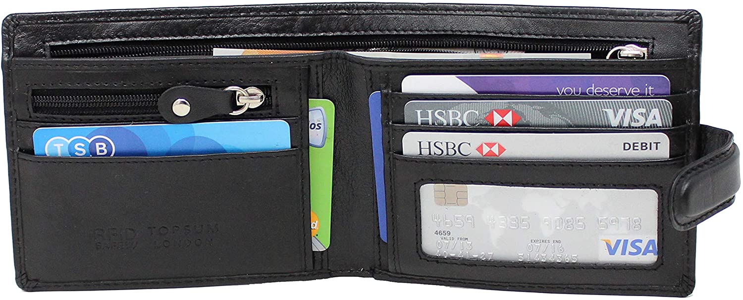 TOPSUM LONDON Slim RFID Blocking Leather Wallet for Men, Bifold Design with Zipped Coin Pocket, Genuine Leather - Image 3