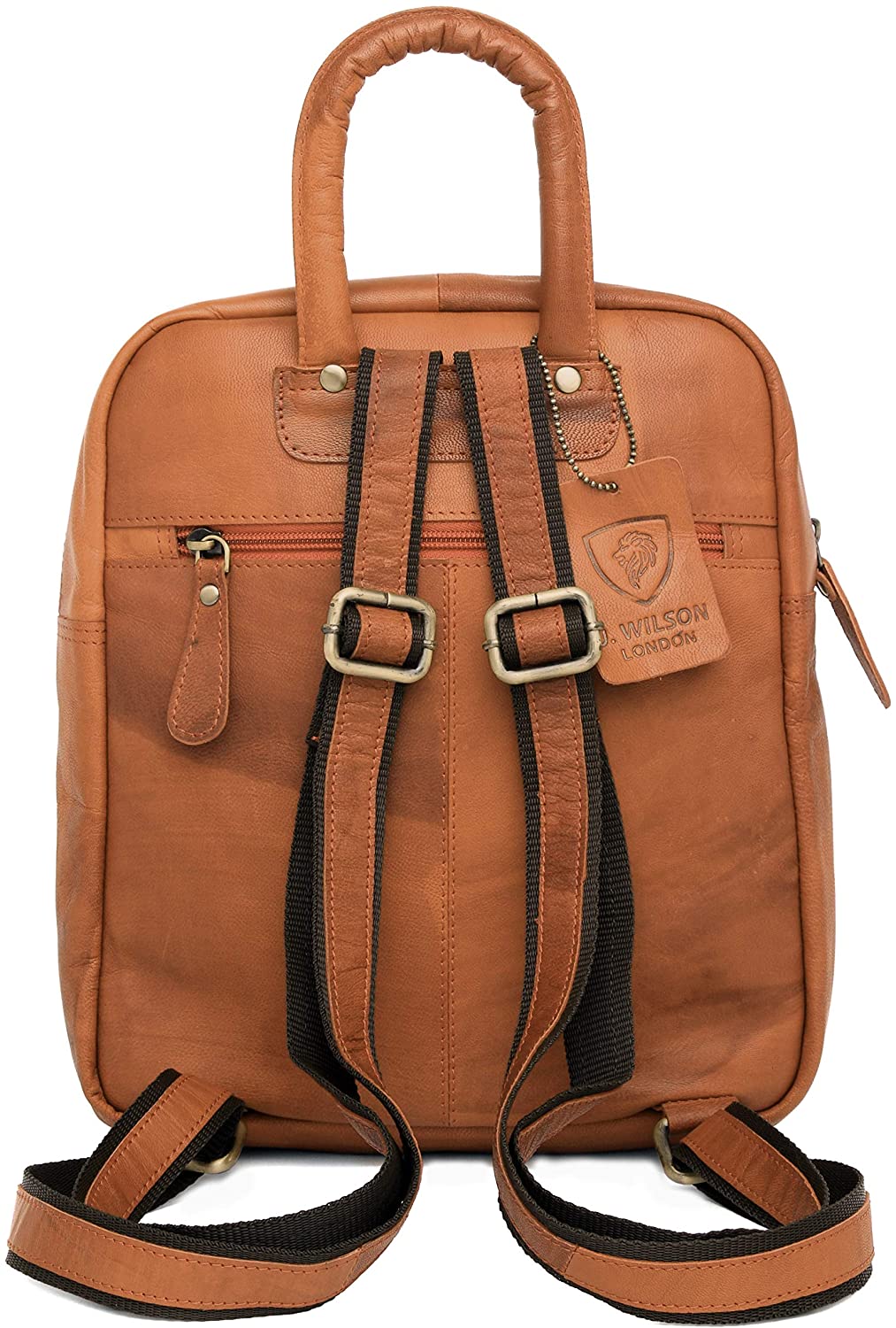 J. Wilson London Ladies Backpack Leather Backpack for Women Girls Schoolbag Casual Daypack School Bag Satchel (Vintage Tan) - Image 3