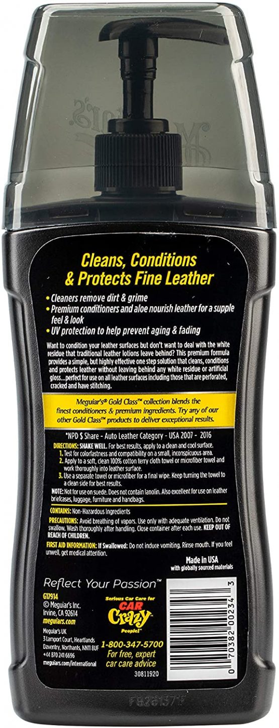 Meguiar's G17914EU Gold Class Rich Leather 3in1 Leather Cleaner Leather Conditioner Leather Protectant 400ml - Image 3
