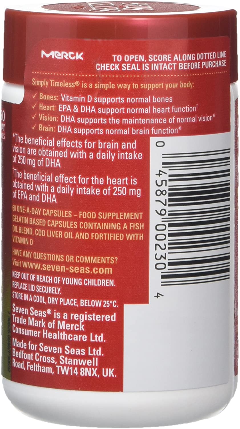 Seven Seas Cod Liver Oil One-A-Day Omega-3 Fish Oil and Vitamin D, 60 Capsules, 2 Months Supply, White, 60 count (Pack of 1) - Image 2