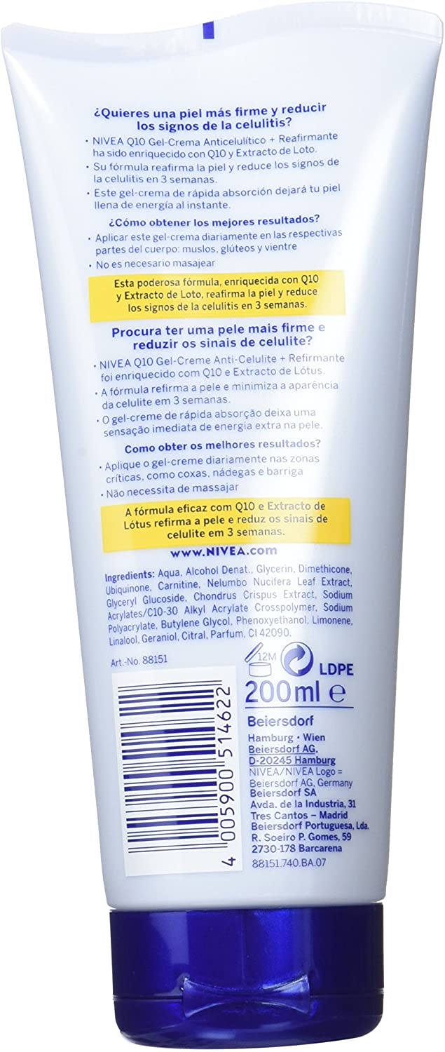 NIVEA Q10 Plus Anti-Cellulite and Firming Gel to Reduce Signs of Cellulite, Body Care, 1 x 200 ml, multicoloured, 200 ml (Paquete de 1) - Image 2
