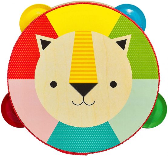 Petit Collage PTC342 Kaleidoscope Lion Wooden Tambourine, Multi