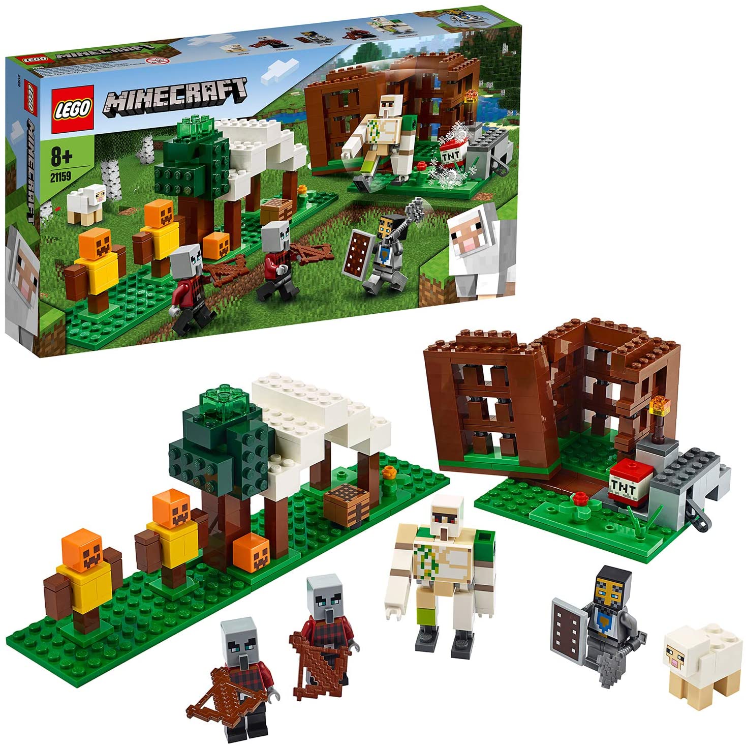 LEGO 21159 Minecraft The Pillager Outpost Action Figures Building Set, Iron Golem Adventure Toy for Kids 7 Years Old